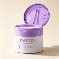 Botol Plastik Bulat PP 100ml 200ml Custom untuk Kapas Perawatan Kulit dengan Penjepit untuk Masker Mata, Toner, Penghapus Makeup, dan Kapas Pembersih