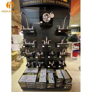 Rak Display Pegboard logam lipat portabel rak penyimpanan kayu terorganisir rak tampilan alat perangkat keras promosi Polandia - Product Image 3