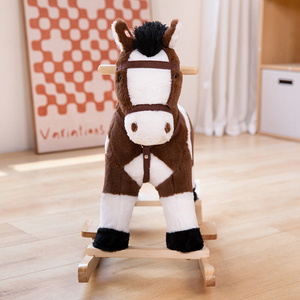 Caballito Mecedor de Peluche Marrón de Madera para Niños, Regalo al por Mayor - Product Image 2