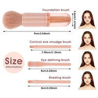 Nouveau Style Portable Doux 4 En 1 Pinceaux De Maquillage Ensemble Pinceau De Maquillage Rétractable