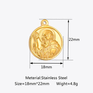 Pendentif Saint Benoît Acier Inoxydable PVD Or 18K Argent San Benito Mon Héros Médailles Catholiques Bénédictines Pendentifs - Product Image 6