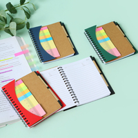 Cuaderno Espiral con Cubierta Kraft, Notas Adhesivas, Regla y Bolígrafo, 60 Hojas, Bloc de Notas Multicolor para Oficina y Material Escolar