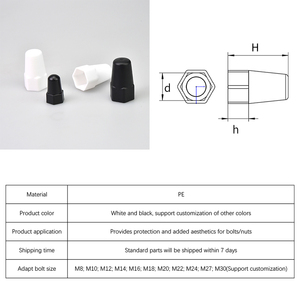 प्लास्टिक अखरोट और बोल्ट सुरक्षा गुंबद कवर, काले सफेद हेक्स नट सुरक्षा कैप कवर - Product Image 2