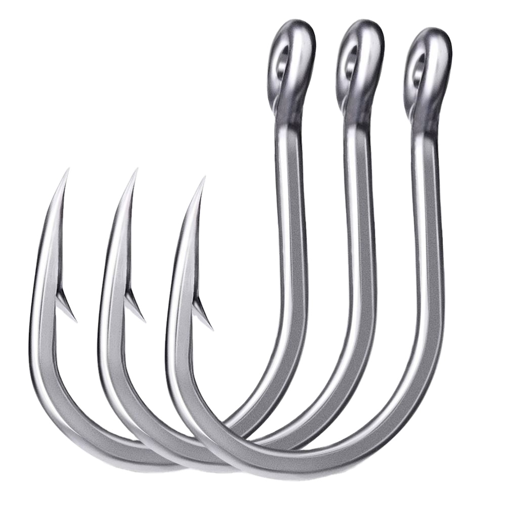 10-Pack Stainless Steel Jigging Hooks - Saltwater & Freshwater Fishing, Multiple Species