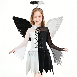 Holiday Party Makeup <strong>Costume</strong> Props Children Perform Dress up Black and White Angel Wings Suit - Product Image 1