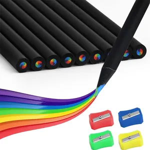 Set di matite colorate personalizzate per disegnare in piombo, regali di matita per pittura artistica professionale a botte nera