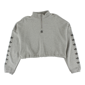 Adidas Originals Women's Qtr 1/4 Zip <b>Repeat</b> Active Sweater Medium Grey Heather Autumn Winter Season Custom | 100% Authentic - Product Image 1