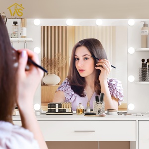Ayna ile masa, LED ışıkları ve 7 çekmeceli ve 6 depolama rafları ile güç çıkışı makyaj Vanity masa soyunma tablo - Product Image 6