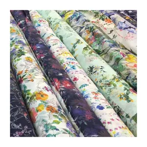 Spring autumn material custom floral print 100 polyester peach skin microfiber fabric in rolls for bed sheets