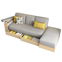 Canapé-lit pliable moderne et minimaliste en tissu de style japonais, avec rangement intégré, prêt à l'emploi, en pin, directement de l'usine