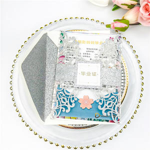 Invitation de <span class=keywords><strong>mariage</strong></span> en carton creux avec paillettes multicolores super brillantes et vœux de fêtes pour occasions de <span class=keywords><strong>mariage</strong></span> - Product Image 2