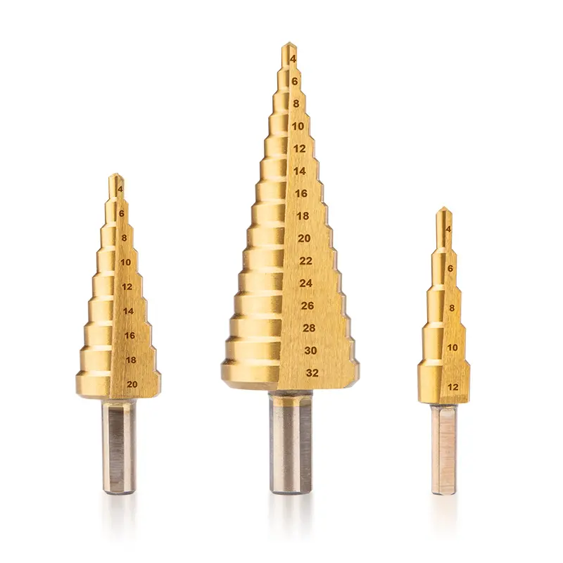 DINGQI HSS hot sale step drill bits 15-60mm full size hex shank flute high speed steel step drill for metal