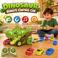 EPT 12 Mini Coches Magnéticos Juego de Serpiente con Luz y Sonido, Deformación con un Toque, Control Remoto de 2.4 GHz, Juguete de Coche Dinosaurio