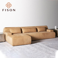 Canapé d'angle en tissu crème de luxe italien, moderne et simple, grand format, design créatif, pour salon de villa