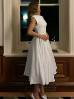 Robe blanche pour femmes, robes sexy d'été, sans manches, dos nu, robe midi élégante