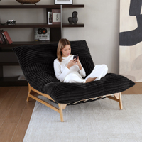 Fauteuil inclinable de salon ATUNUS, style nordique minimaliste, en velours côtelé doux, compressé sous vide, noir