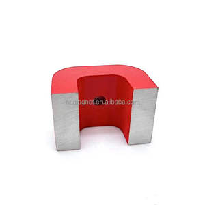 Grand <span class=keywords><strong>aimant</strong></span> permanent industriel en AlNiCo <span class=keywords><strong>rouge</strong></span> de 45 mm x 30 mm x 30 mm en forme de fer à cheval avec trou de 6,35 mm, force de traction de 11 kg - Product Image 3