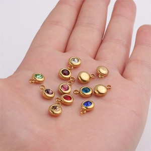 Pendentifs en Zircon Classiques Plaqué Or en Acier Inoxydable pour la Fabrication de Bijoux, Breloques Délicates pour Femmes et Enfants, 12 Pierres de Naissance en Gros - Product Image 3