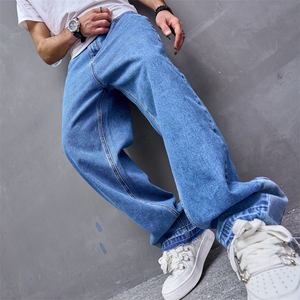Wholesale High Quality Fashion Denim Jeans Pants <b>Light</b> Casual Vintage Straight Fit Custom Designer <b>Trouser</b> Baggy Wide Leg Men - Product Image 5