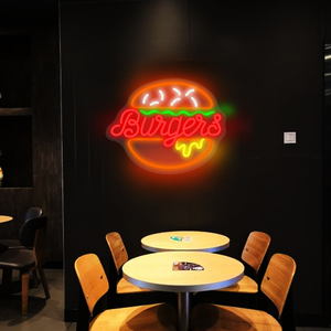 ป้ายไฟนีออน LED รูปแฮมเบอร์เกอร์ สำหรับบ้าน สำนักงาน ร้านค้า ห้างสรรพสินค้า โรงแรม บริษัท - ควบคุมด้วยระบบสัมผัส ตกแต่งงานแต่งงานและบาร์ ไฟนีออน - Product Image 4