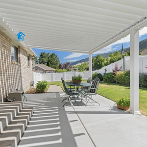 Toldo de Jardín Moderno para Exteriores, Marco de Aluminio y Plástico, Pabellón Plegable con Arco, Vigas de Madera, Kit de Pérgola con Soportes - Product Image 5