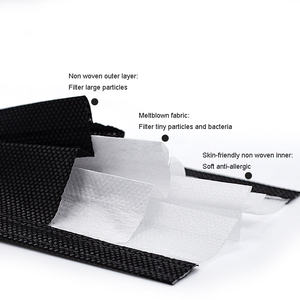 Masker Wajah Sekali Pakai 3 Lapis Hitam, Bahan Non Woven Meltblown, Anti Virus, Tahan Cairan, Bernapas, BFE98, En14683 - Product Image 3