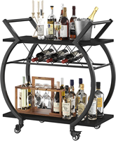 Chariot de cuisine en fer forgé irrégulier avec rangement, buffet multi-niveaux, chariot de service extérieur noir pour bars et restaurants