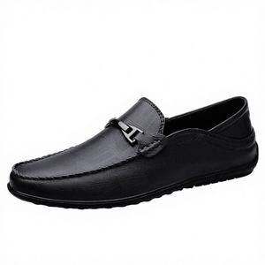 Mocassins plats italiens faits à la main, tendance, chaussures de bureau formelles pour hommes, chaussures bateau à enfiler en cuir véritable, chaussures de mariage - Product Image 3