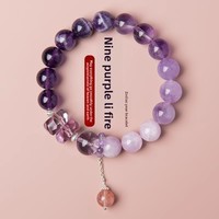 Bracelet perlé violet pour femme 2024, avec améthyste, cristaux et strass, thème Année du Dragon, cadeau idéal