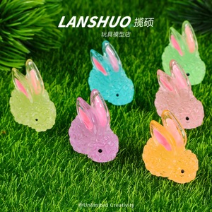 Miniatura de conejo de resina Lanshuo que brilla en la oscuridad, suministro de artesanía 3D para joyería DIY, adorno para escritorio o coche. - Product Image 4