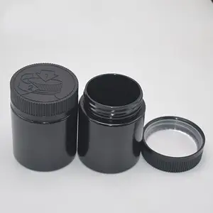 Stoples Plastik Hitam 120Ml, Tinggi 30Ml 60Ml 90Ml 240Ml dengan Tutup Penggiling Herba Tahan Anak