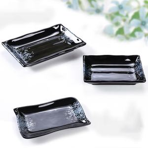 A5 Melamine Japanese Style Black Sushi <strong>Plates</strong>, Textured <strong>Rectangular</strong> <strong>Serving</strong> Trays for Restaurant, Hotel &amp; Catering, Unbreakable - Product Image 3