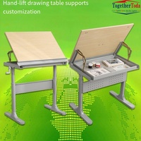 Table de formation pliante portable de style européen en bois à manivelle pour étudiants en art