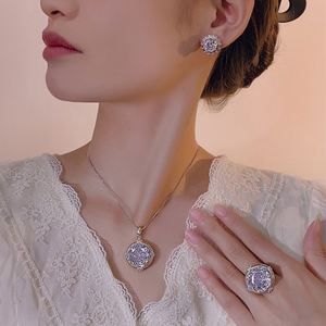 High Quality Eco-friendly Copper Gold Plated 18-10MM White Zircon Pendant <b>Earrings</b> Ladies Jewellery <b>Sets</b> Wedding Engagement - Product Image 6