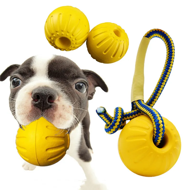 Toptan eğitim köpek top ısırık çekme halkası Pet interaktif oyuncak EVA köpük Bite dayanıklı köpek çiğneme oyuncakları