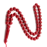 Vente en gros de chapelets de prière musulmans islamiques en résine rouge bordeaux, agate corail, Tasbih Subhah Tesbih 10 mm
