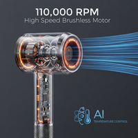 Pengering Rambut Profesional AI Smart 2026 1600W Ionik Kecepatan Tinggi BLDC dengan Desain Ringkas untuk Penggunaan di Rumah & Hotel