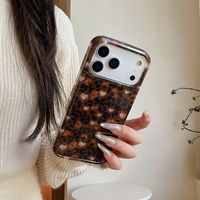 Coque de téléphone portable tendance motif léopard Love pour iPhone 17 16 15 Pro Max, brillante IMD, mignonne, dorée, Ins, bling, coque arrière robuste