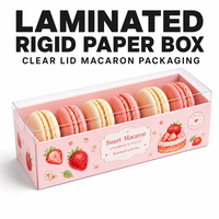 Boîte en carton rigide jetable avec couvercle transparent pour macarons, pâtisserie, boulangerie, boutique de desserts, emballage de vente au détail, étui laminé