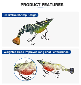 Hundimiento Multi-Sección Camarón 3D Luye Bait Cuco Segmentado Fibra Cola En Caja Mandarín Pescado Mero Abeja Cebo - Product Image 6