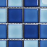 Mosaïque en verre givré pour piscine, tuiles en maille bleues, feuille de mosaïque décorative autocollante pour piscine, salle de bain, villa