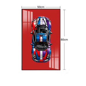 Without Lighting <strong>Bricks</strong> Car Display Frame Building <strong>Block</strong> Wall Art 50x80cm for Race Car Model Wall Mounted Plastic Model Showcase - Product Image 3