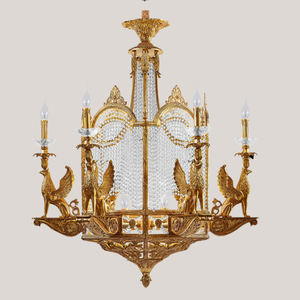 Lámparas de araña de cobre estilo europeo alas de <span class=keywords><strong>lobo</strong></span> latón águila colgante iluminación decorativa Villa techo vela Luz - Product Image 3
