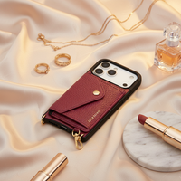 Casing Ponsel Kulit Asli Mewah dengan Tali Penyangga Kartu Magnetik yang Dapat Dilepas untuk iPhone 17 16 15 14 13 12 Pro Max