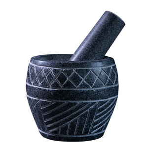 Stone Mortar And Pestle Hand Carved Garlic Pounder Manual Herb Grinder Durable Kitchen Tool - Product Image 1