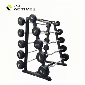 PINJIAN Fitness Basic Gym Equipment Set <strong>Rubber</strong> <strong>Dumbbells</strong> Round <strong>Dumbbells</strong> Ez Curl bar Straight Barbell and <strong>Dumbbell</strong> Barbell Rack - Product Image 1