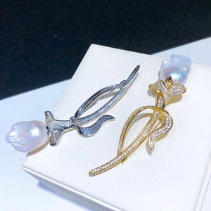 Broche de Perlas de Agua Dulce Naturales Barrocas Tulipán, 15-16mm, Aurora, Joyería Exquisita y Moderna para el Pecho, Superventas Anuales - Product Image 2