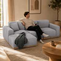 Ensemble de canapé d'angle modulaire en forme de L moderne, 3 pièces, avec fauteuil inclinable, revêtement en velours, rembourrage en éponge, pour salon
