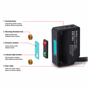 Capteur photoélectrique à réflexion diffuse, interrupteur de <span class=keywords><strong>d</strong></span>étection infrarouge, DC12-24V, sortie NPN, capteur optique pour la <span class=keywords><strong>d</strong></span>étection <span class=keywords><strong>d</strong></span>'objets - Product Image 2