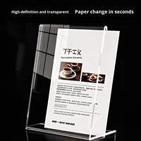 Support de table en acrylique en forme de L, format A4, haute transparence, pour affichage de menus, prix et étiquettes publicitaires